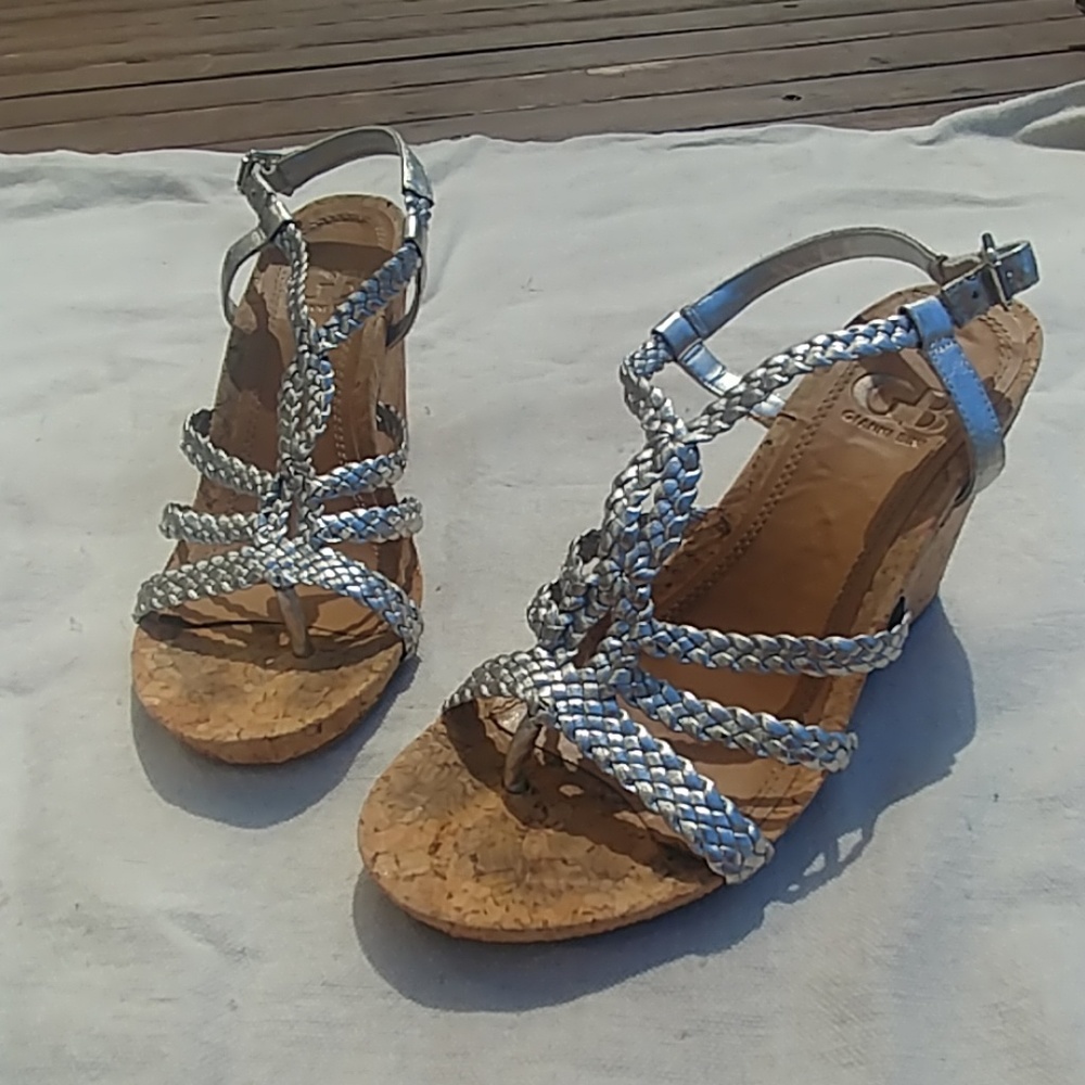 Gianni Bini silver wedge sandals
